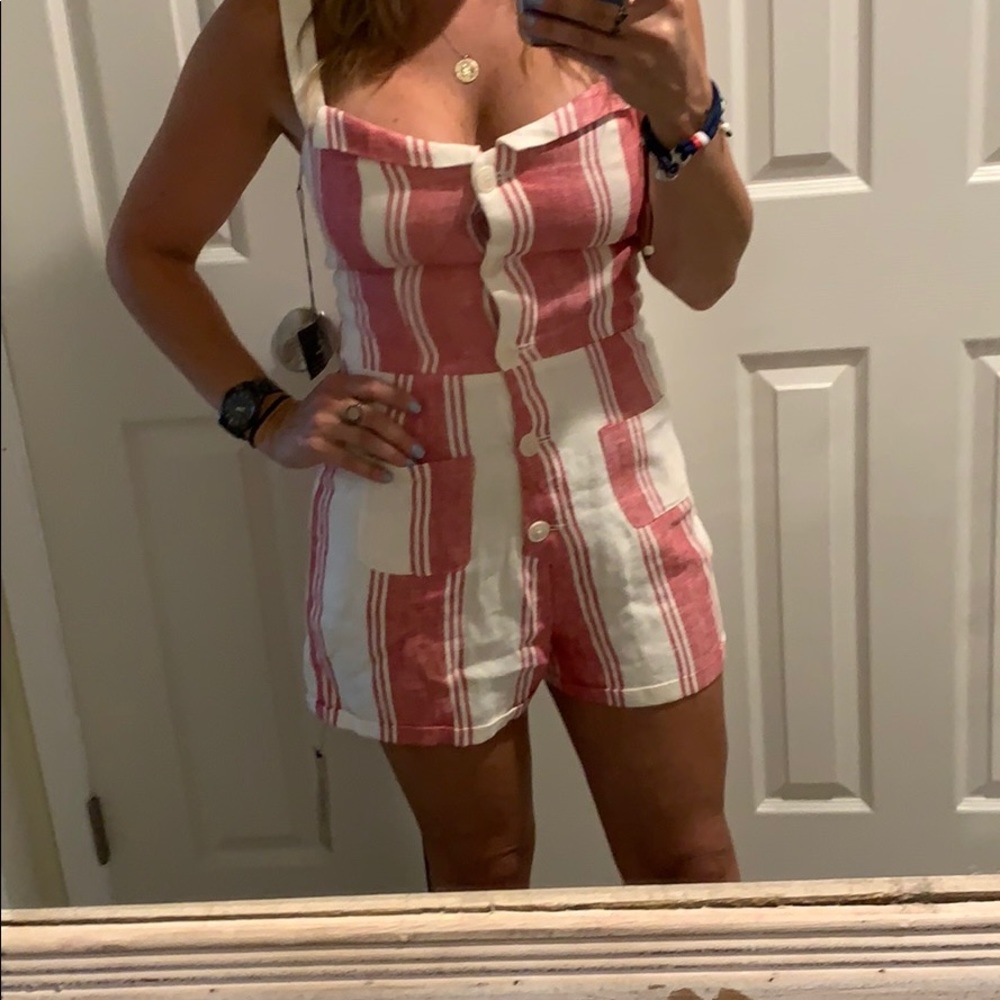 NEW Reformation linen Coconut romper - Cuba stripe